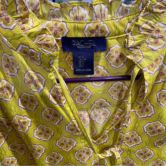 Rachel Rachel Roy Yellow Patterned Blouse Size S - Picture 6 of 6